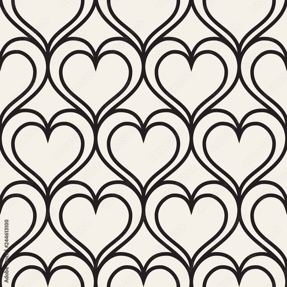 Aufkleber Vector geometric pattern. Seamless linear pattern with hearts.