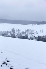 Snowy north Bohemia Landscape, Jizerske Mountains, Czech Republic