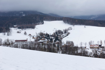 Snowy north Bohemia Landscape, Jizerske Mountains, Czech Republic