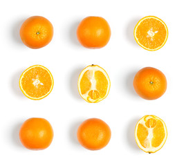 Fruits pattern. Collection of oranges on white