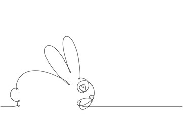 The bunny in love. Happy hare. Continuous line drawing.