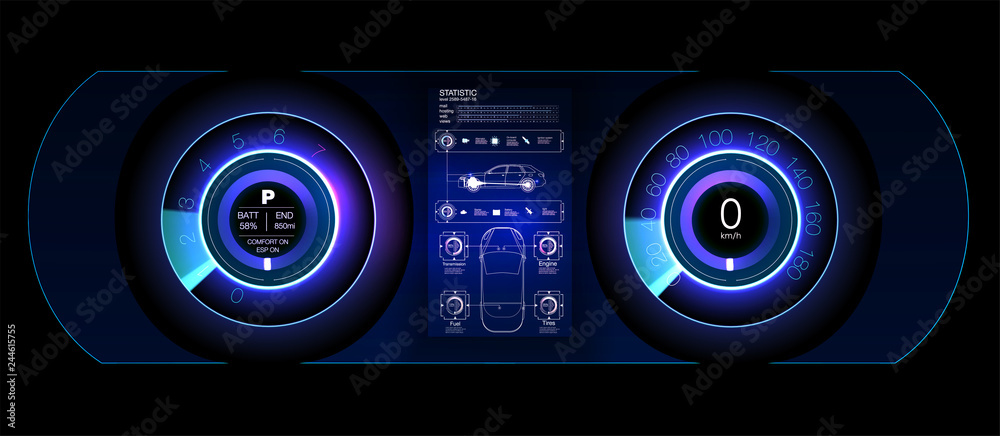 Poster car hud dashboard. abstract virtual graphic touch user interface. futuristic user interface hud and 