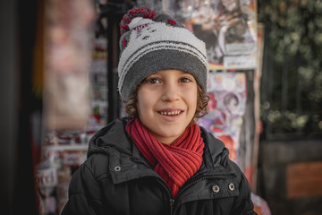 portrait of a boy in winter