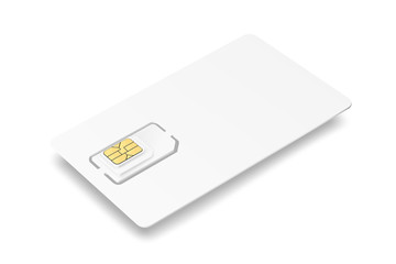 Blank plastic card with sim chip mockup. Vector illustration isolated on white background. Ready fro your design. EPS10. - obrazy, fototapety, plakaty