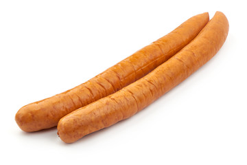 Smoked Pork Sausage, close-up, isolated on a white background