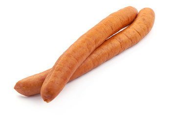 Semi-smoked Sausage, close-up, isolated on a white background