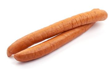Semi-dry Pork Sausage, close-up, isolated on a white background