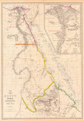 Fototapeta na wymiar 1858, Dispatch Atlas Map of Egypt, Nubia, Abyssinia and the Red Sea