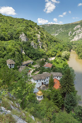Panorama of Medieval Cherepish Monastery of The Assumption and Iskar River Gorge, Vratsa region, Bulgaria