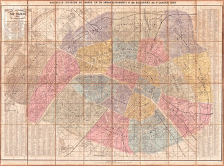 1860, Andriveau Goujon Case Map of Paris, France