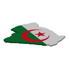 map of Algeria - 3D flag