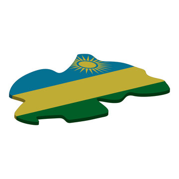 recommend clip art: map of Rwanda - 3D flag