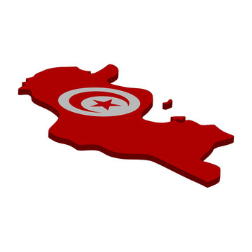 recommend clip art: map of Tunisia - 3D flag
