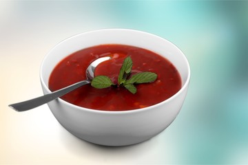 Vegetable soup isolated on a white background