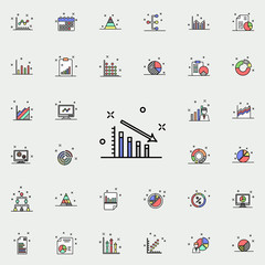 fall chart colored icon. Business charts icons universal set for web and mobile