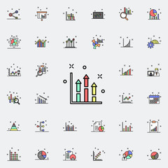 Obraz na płótnie Canvas diagram with arrows colored icon. Business charts icons universal set for web and mobile