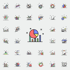 chart report colored icon. Business charts icons universal set for web and mobile