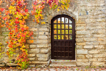 Fototapeta na wymiar Europe, Eastern Europe, Baltic States, Estonia, Tallinn. Old town, city walls, with gate.