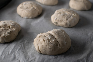 Fototapeta na wymiar Bread buns before baking