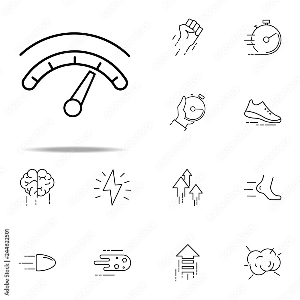 Poster high speed on the speedometer icon. speed icons universal set for web and mobile