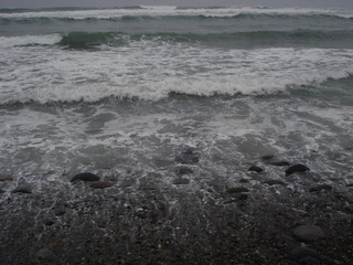 Fototapeta premium Delta of the Canete river with the Pacific Ocean in Herbay Bajo Valley.