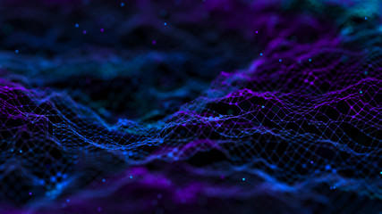 Network connection dots and lines. Technology background. Plexus. Big data background. 3d rendering.