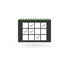 Calendar icon. Schedule concept with checkmarks. Daily organizer. Vector illustration isolated on white background.