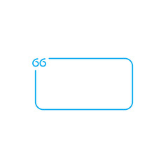 Blue Linear outline Text quote frame, vector illustration on white background.