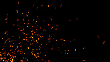Fototapeta na wymiar Abstract background of particles. Fire flying sparks. Burning red sparks. Fire. 4k background.