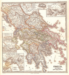 1865, Spruner Map of Greece, Epirus after the Persian War
