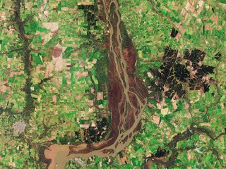 Farrapos Lagoons and River Uruguay Islands seen from space - contains modified Copernicus Sentinel...
