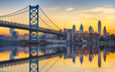 Fototapeten Philadelphia Sunset Skyline Refection © pabrady63