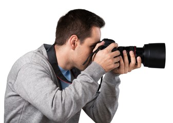 Closeup of a Photographer Taking Pictures