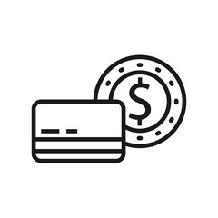 Premium credit card icon or logo in line style. High quality sign and symbol on a white background. Vector outline pictogram for infographic, web design and app development.