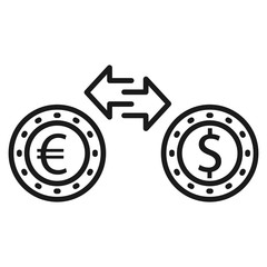 Fototapeta premium Money. Line Icon Vector. Payment system. Coins and Dollar cent Sign isolated on white background. Flat design style. Business concept.