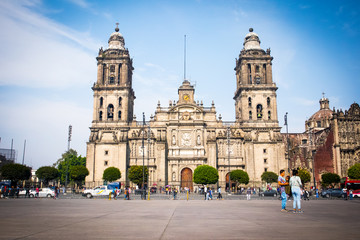 Fototapeta na wymiar Cathedral in the Zocalo (City Square) in Mexico City