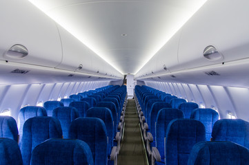 Interior virw of the passenger airplane