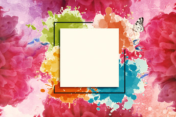 Obraz premium Artistic Multicolored Ink In Water On A Multicolored Background With A Placeholder For A Text