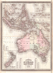 1870, Johnson Map of Australia, the East Indies, and Southeast Asia