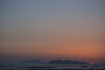 Sunset with islands and sky