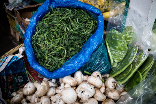 Romeritos For Sale At Food Market In Mexico City