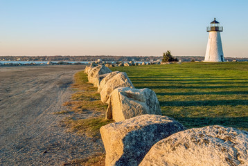 Morning sun lighting Ned's Point lighthouse