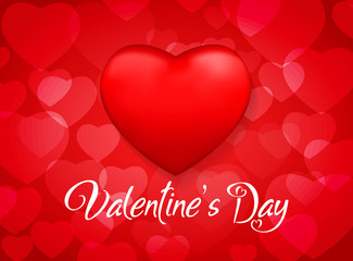 Valentines Happy day background with heart shaped, a big red heart. Vector illustration 