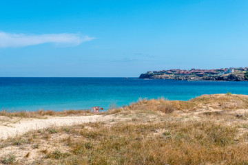 Areal view on the amazing beach in Sozopol in Bulgaria.