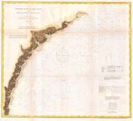 1874, U.S. Coast Survey Map or Chart of the Georgia and Carolina Coast, Charleston and Savannah