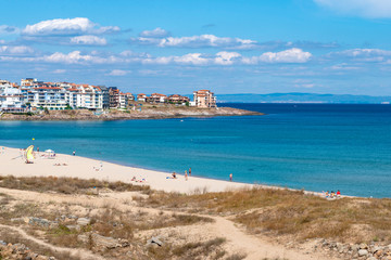 Areal view on the amazing beach in Sozopol in Bulgaria.