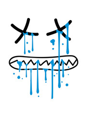 augen weinen tränen wasser spucke nass fressen hunger gesicht beißen zähne knirschen tot tod graffiti tropfen mund lustig comic cartoon clipart design