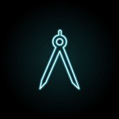 Technical compass icon in neon style. Simple thin line, outline vector of education icons for UI and UX, website or mobile application