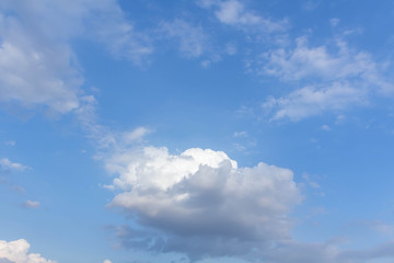 The blue sky and white clouds indicate pure and freshing