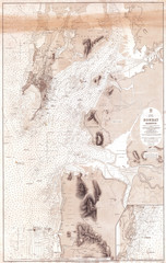 1879, British Admiralty Chart or Map of Bombay Harbor, India, Mumbai